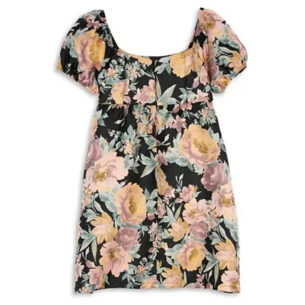 Aqua Girl Black, Pink‎ and Yellow Floral Dress Size XL 14/16